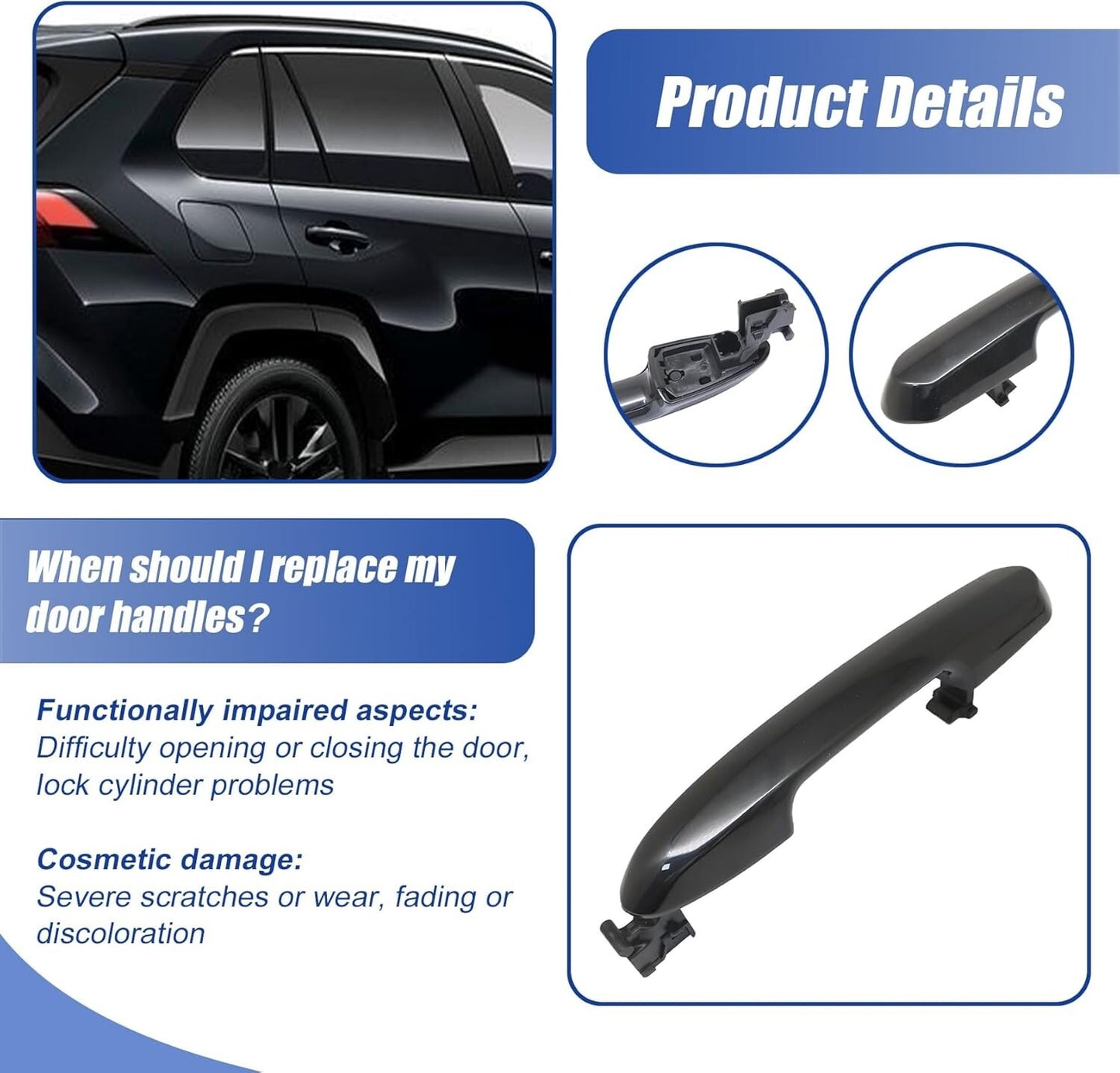 Rear Left or Right Side Outside Exterior Door Handle For 2017-2023 Toyota RAV4
