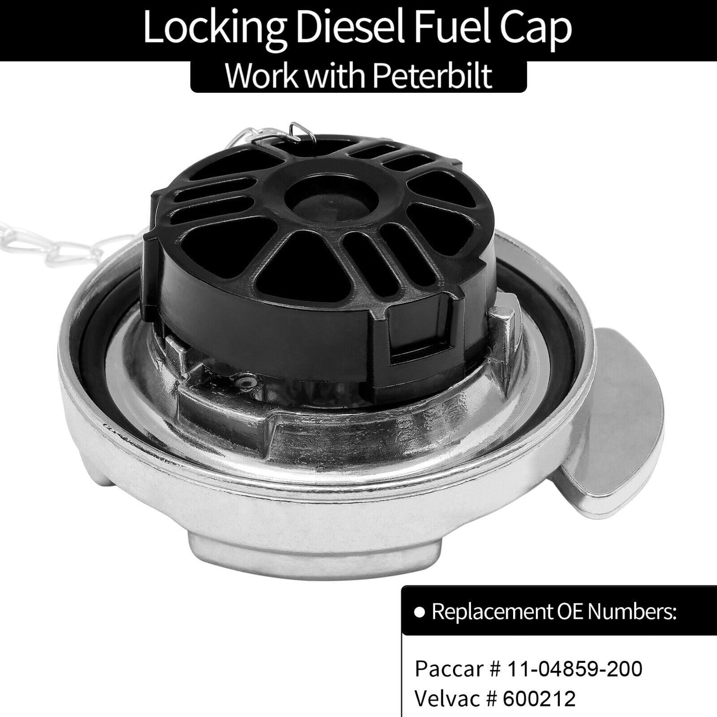 2x 4" Locking Diesel Fuel Cap for 1972-17 Peterbilt 330-587 Trucks 11-04859-200
