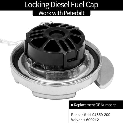 2x 4" Locking Diesel Fuel Cap for 1972-17 Peterbilt 330-587 Trucks 11-04859-200