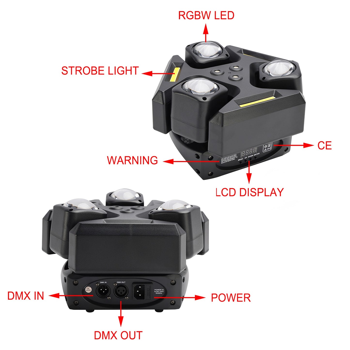 150W RGBW Rotating Laser Light DJ Stage Effect Party Beam Disco Show Bar Light