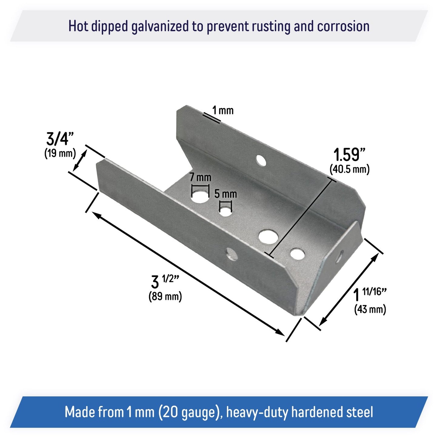 Galvanized 2x4 Fence Bracket Connector for Wood Post Deck Railing 20 Gauge (40)