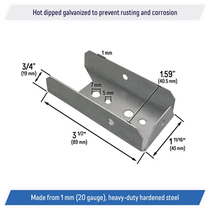 Galvanized 2x4 Fence Bracket Connector for Wood Post Deck Railing 20 Gauge (40)