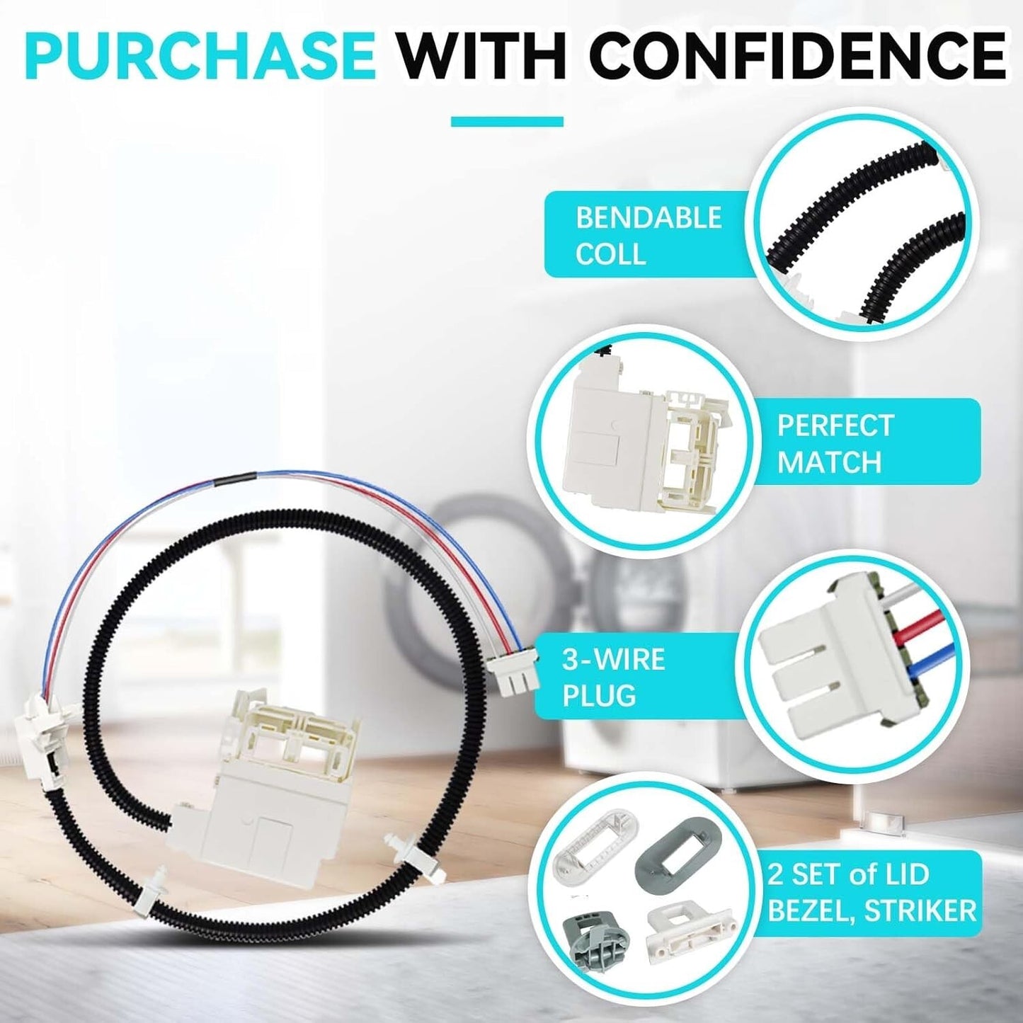 For GE Washing Machine WH08X37938 Door Lid Lock Switch Kit WH08X32697 WH08X31577