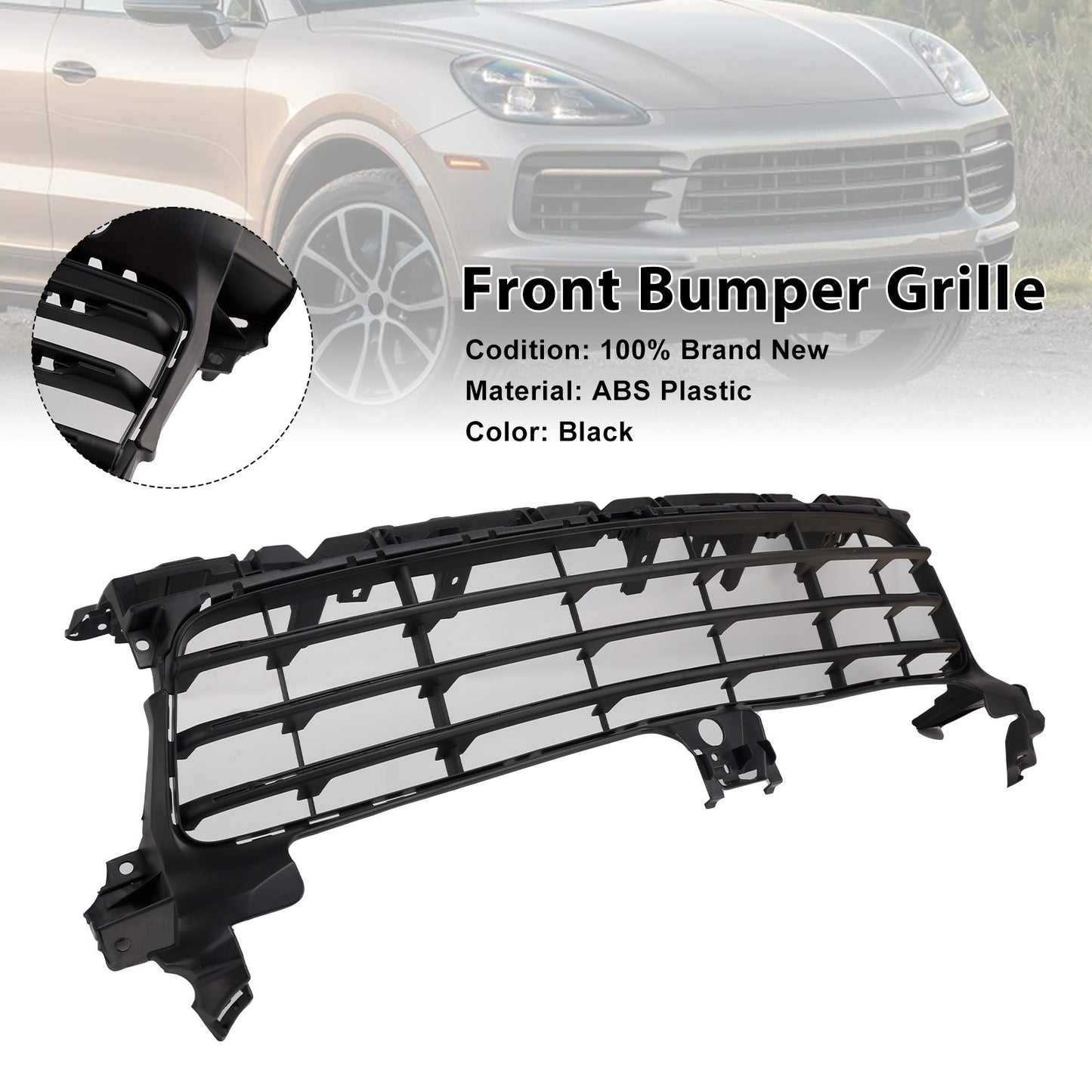 Black Front Bumper Grill Grille 9Y0807683POK1 Fit Porsche Cayenne 2019-2023