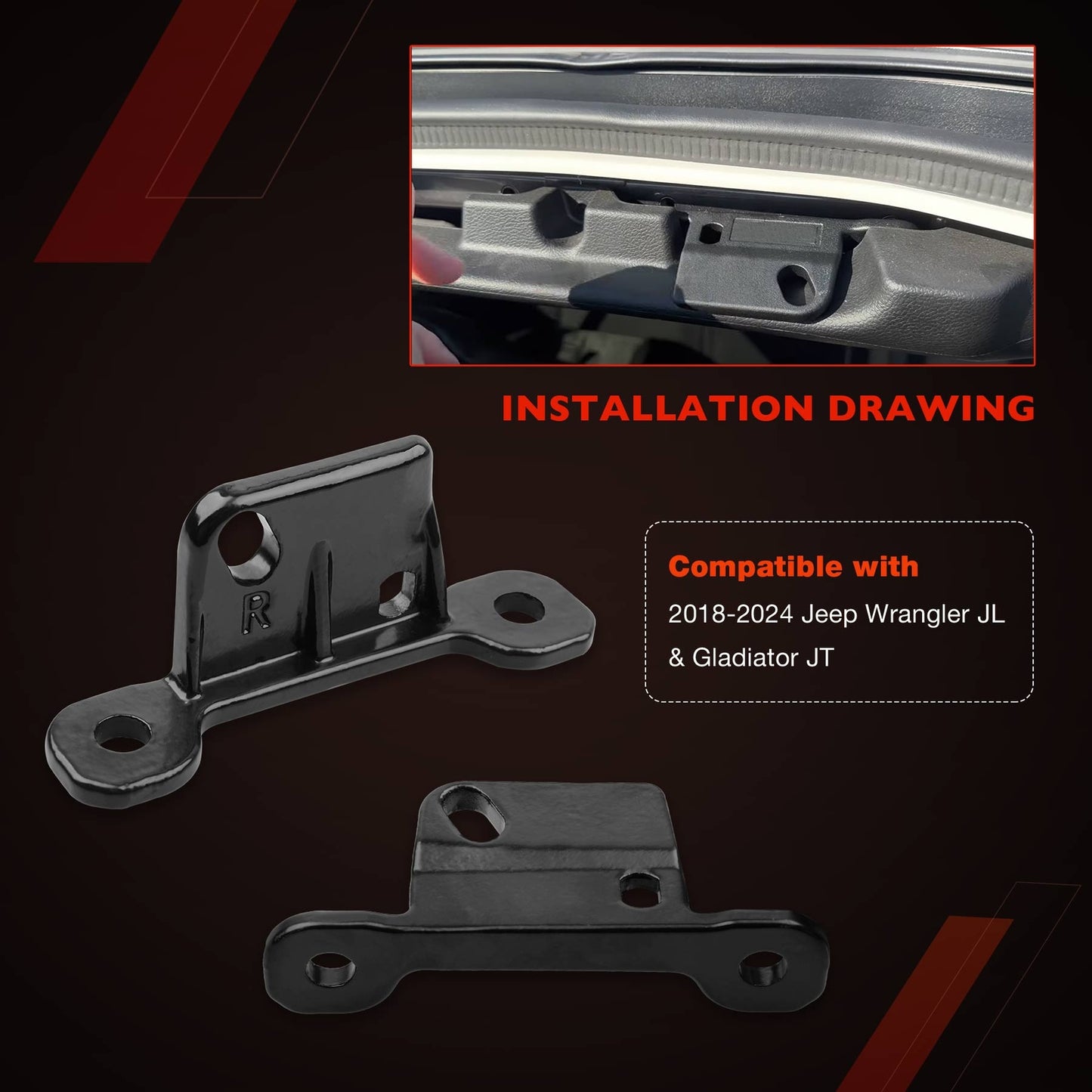 Hard Top Mounting Brackets Kit For 2018-24 Jeep Wrangler JL JLU 4Xe Gladiator JT