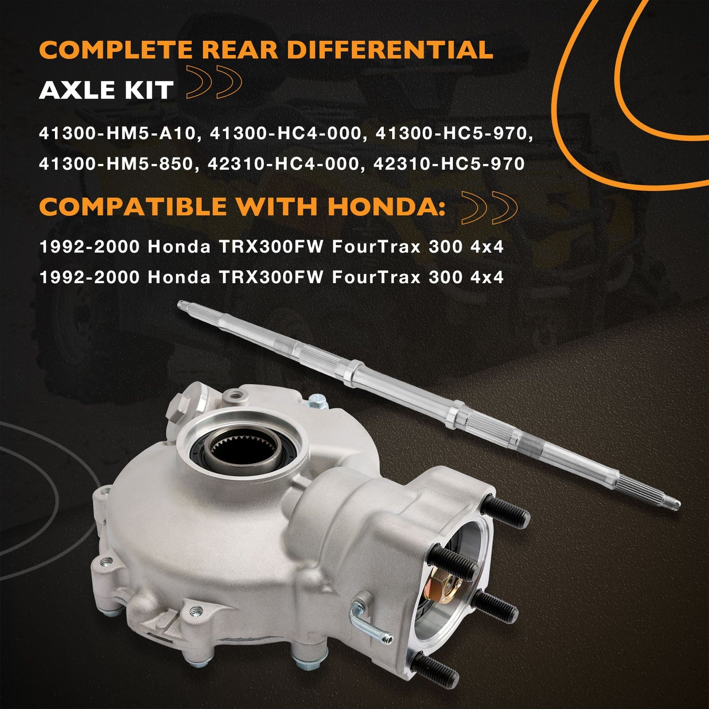 Complete Rear Differential & Axle Shaft For Honda TRX300 Fourtrax 300 4X4 92-00