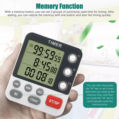 Large LCD Digital Kitchen Cooking Timer Count Down Up Clock Loud Alarm Magnetic
