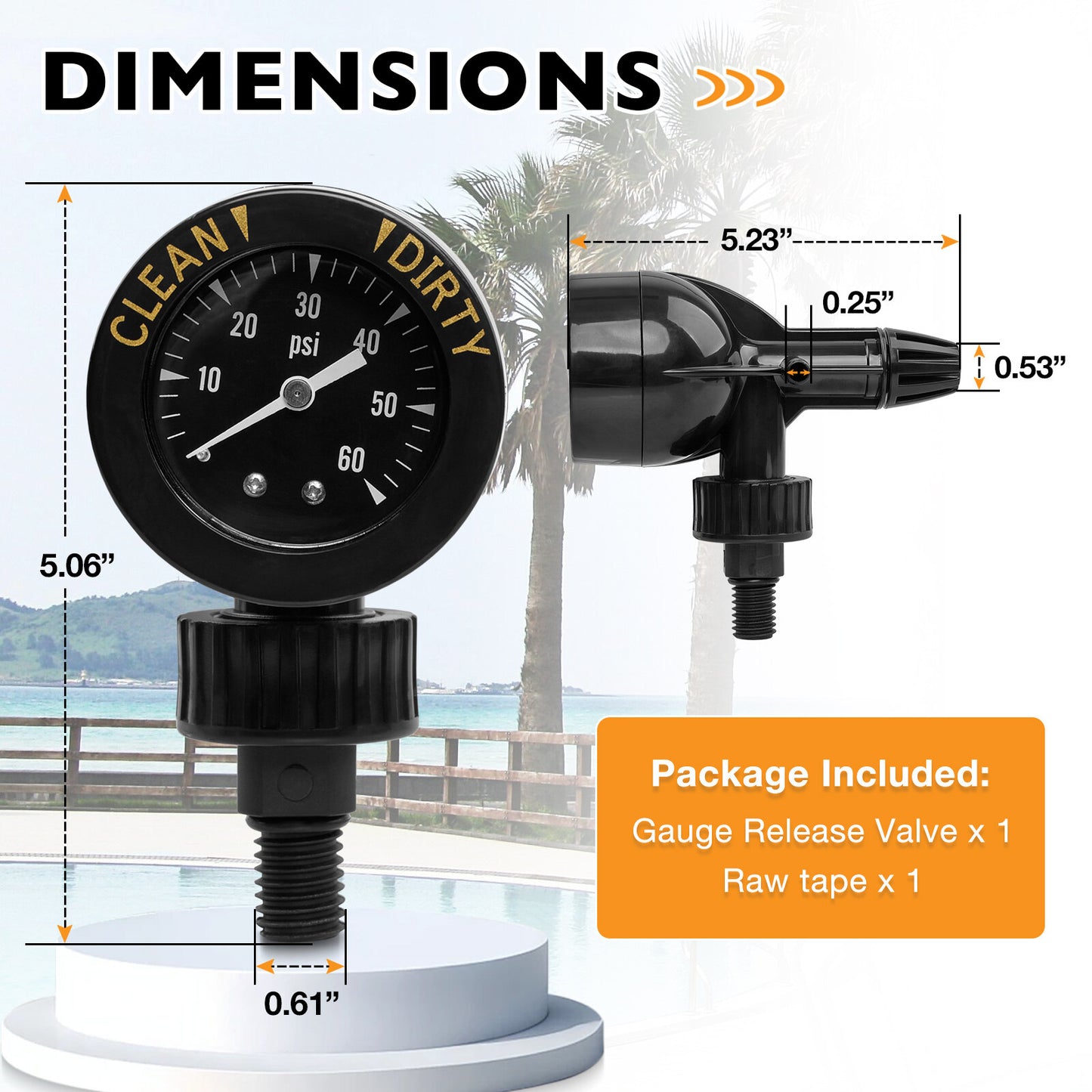 Air Pressure Gauge Release Valve 0-60PSI For Jandy CL & CV DEL & DEV JS Series