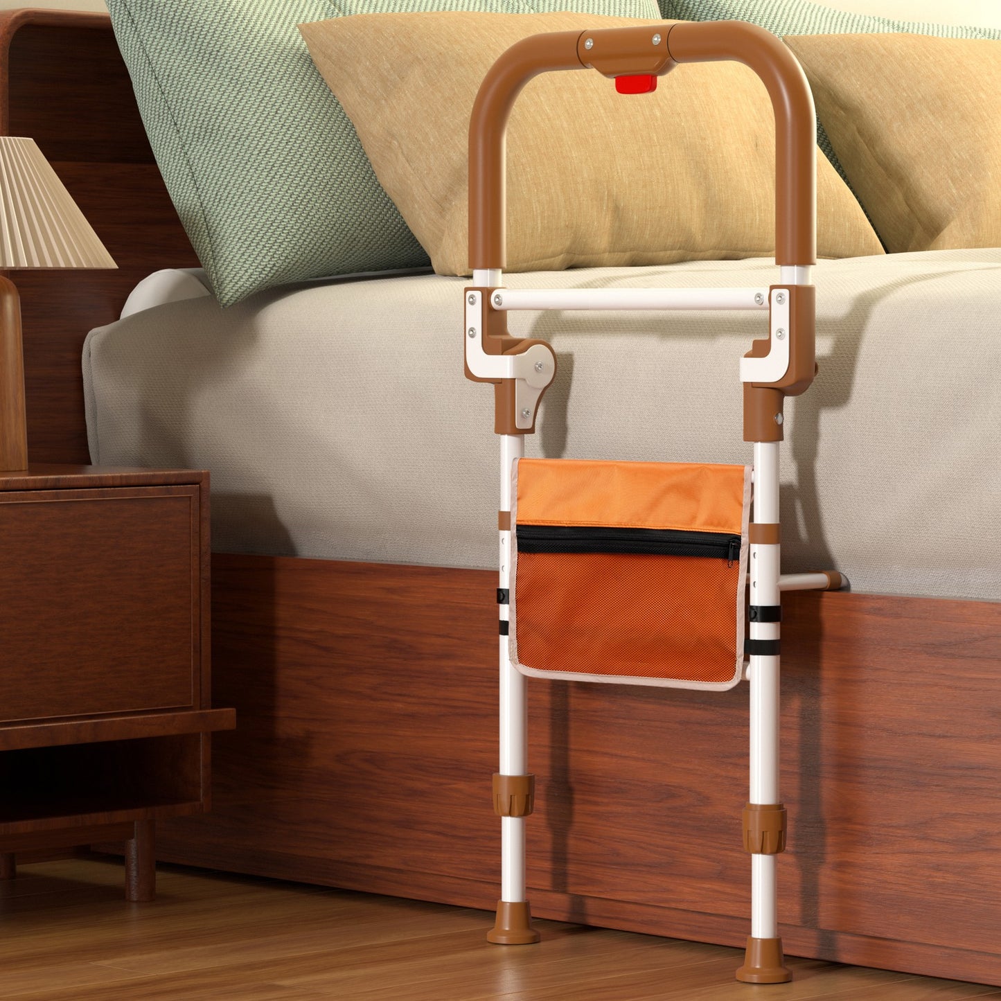 Foldable Bed Assist Rail w/ Pouch, Adjustable Height, 350LBS Support