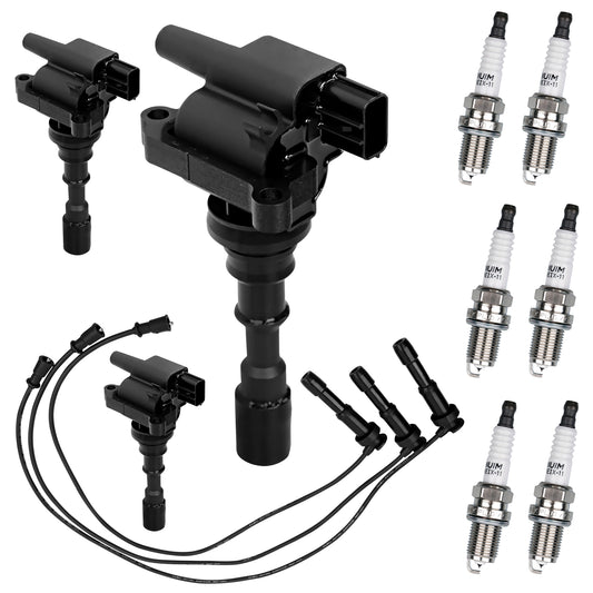 Solid Spare UF431 Ignition Coil Pack & Iridium Spark Plugs & Wire For 03-06 Kia Sorento 3.5L