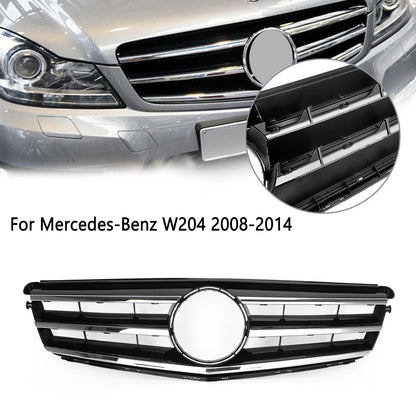 LED Black Chrome Front Grill Grille Fits Benz C Class W204 C300 C350 2008-2014·
