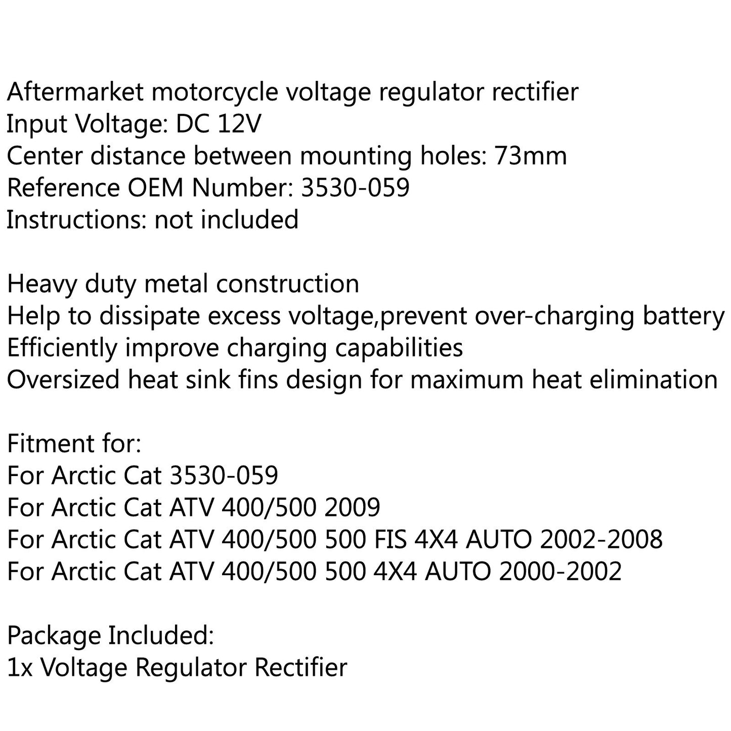 Voltage Regulator Rectifier For Arctic Cat ATV 400/500 FIS 4X4 AUTO 2000 2008 US