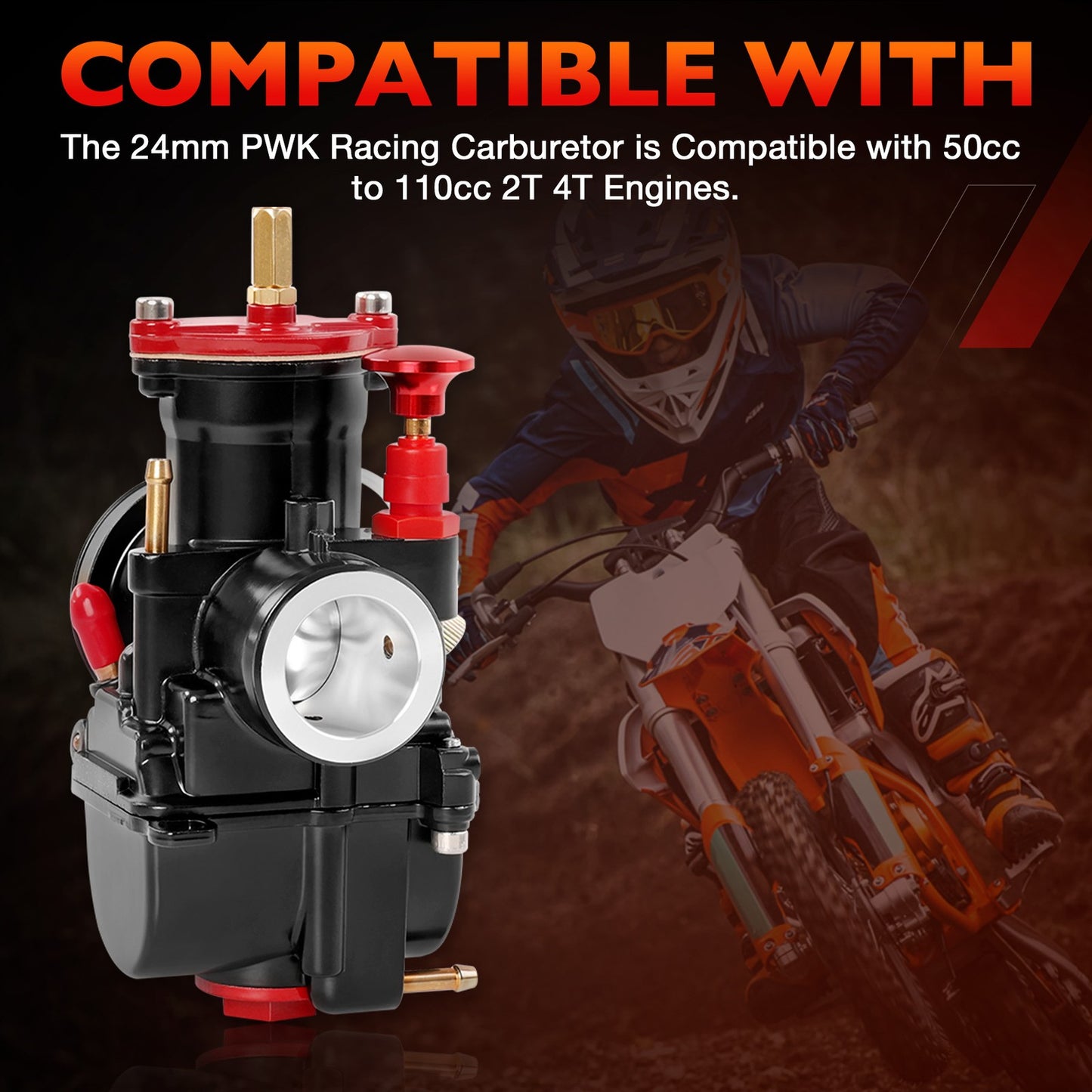 PWK 24mm Racing Carburetor Kit For Dirt Bike ATV Scooter Pit Bike 50cc 70cc 80cc