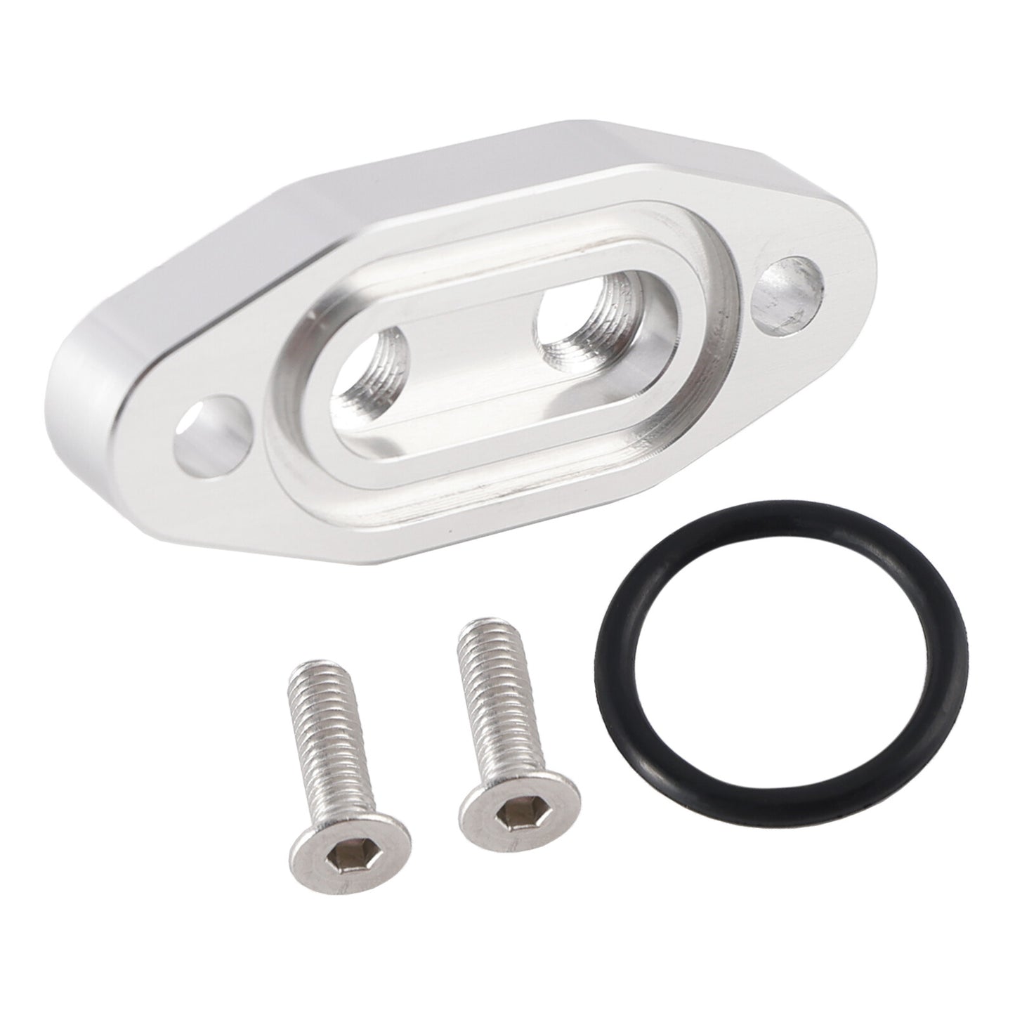 Twin Turbo Dual 1/8" NPT Oil Feed Line Adapter Plate for LS1 LSX LS3 LS2 LQ4