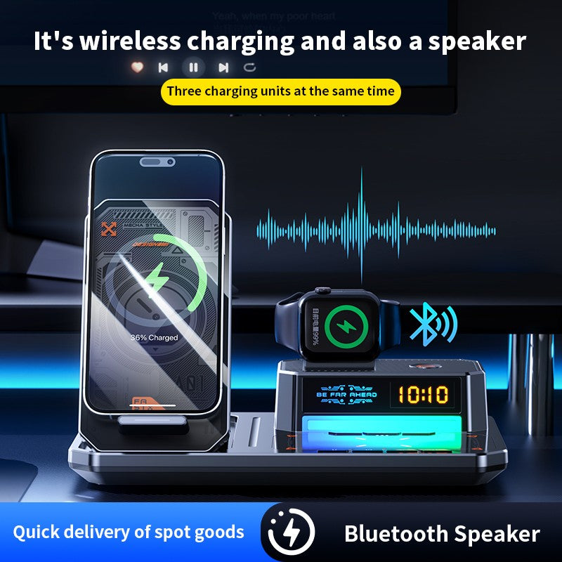 6in1 Magnetic Wireless Charger Bluetooth Speaker Night Light for iPhone, iWatch