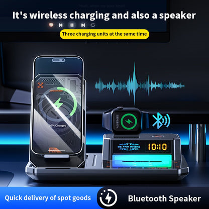 6in1 Magnetic Wireless Charger Bluetooth Speaker Night Light for iPhone, iWatch