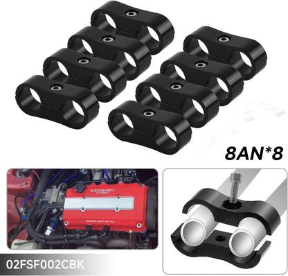 8Pcs 8AN AN8 Hose Separator Clamp Bracket Adapter Kit Fits Oil Fuel Hose Line