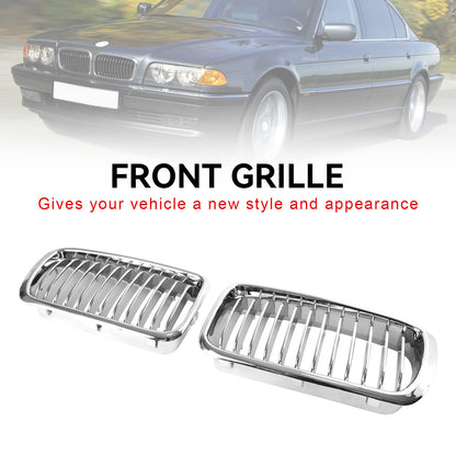 2PCS Chrome Front Kidney Grill Grille Fit BMW 7 Series E38 1994-2001