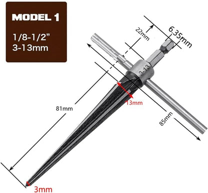 2Pcs T Handle Taper Reamer Tool Set 6 Fluted Chamfer Reaming 1/4 Inch Hex Shank