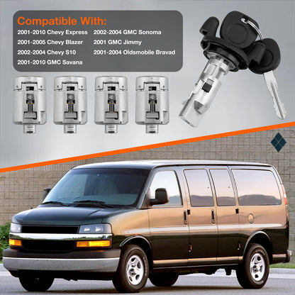 Door Lock Cylinders w/ Keys For 01-10 Chevy GMC Express Savana 1500 2500 3500