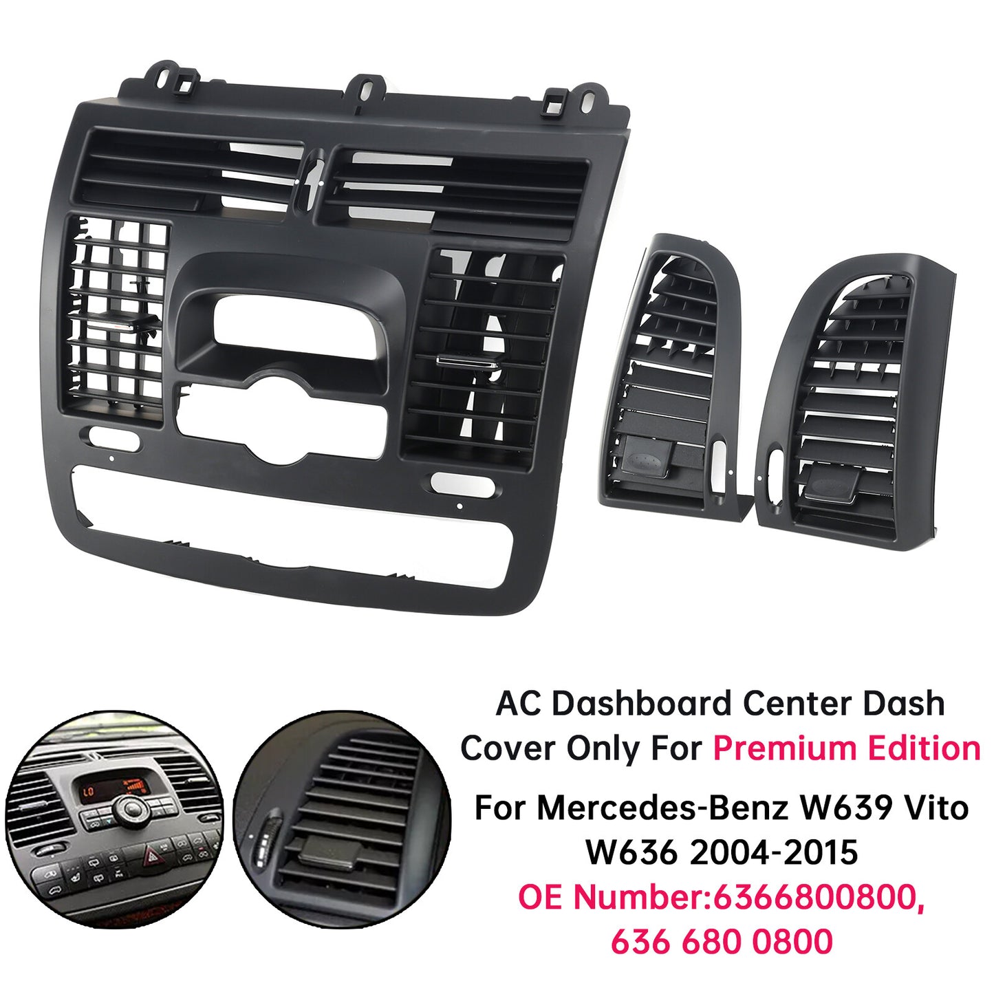 AC Dashboard Center Dash + 2 * Air Vent For Mercedes-Benz W639 Vito Viano 04-15