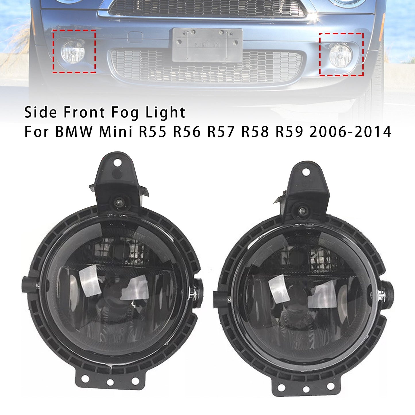 Pair Front Bumper Fog Light For Mini R55 R56 R58 R59 R60 63172751295 Smoke Lens