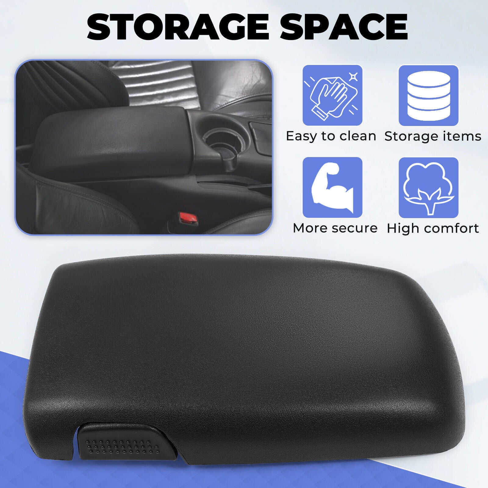 Solid Spare Console Door Lid Armrest #10421355 Ebony Black For Camaro / Firebird 1997-2002