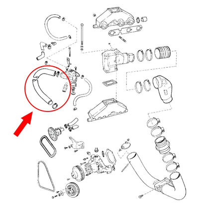 Thermostat Housing Pump Hose for Volvo Penta V6 V8, 4.3 5.0 5.7L - 3852288