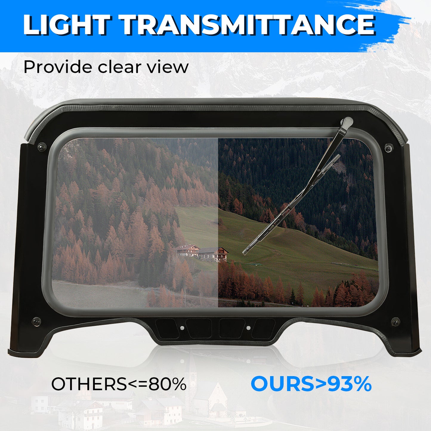 Solid Spare Glass Front Full Windshield For 2019-2023 Polaris RZR XP/ XP4 1000 Black