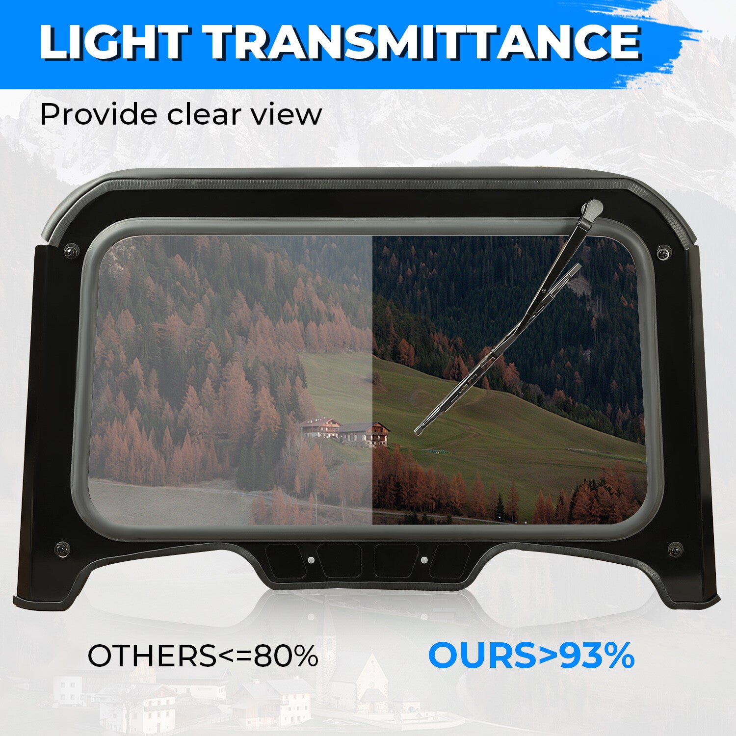 Solid Spare Glass Front Full Windshield For 2019-2023 Polaris RZR XP/ XP4 1000 Black