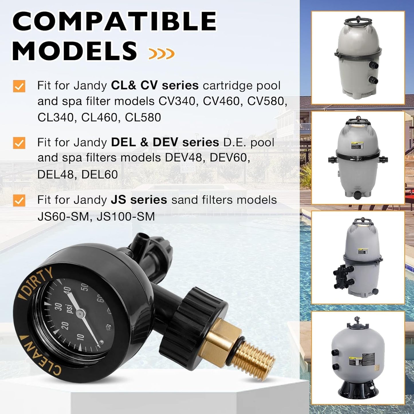 Brass Air Gauge Release Valve Assembly Fit For Jandy CL & CV DEL & DEV JS Series
