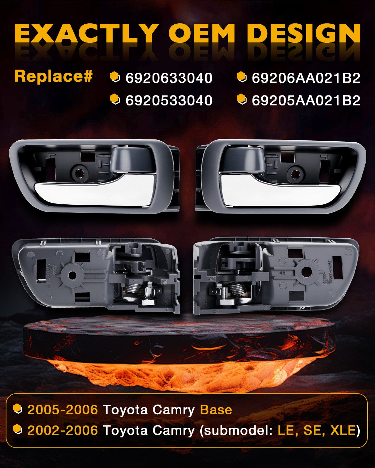 8X Exterior & Interior Inner Door Handles Set w/ Bezel For 2002-06 Toyota Camry