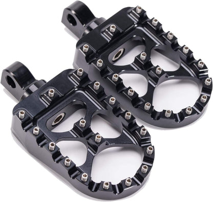 Black Wide Foot Pegs MX Style Footpegs For Harley Dyna Street Bob Low Rider