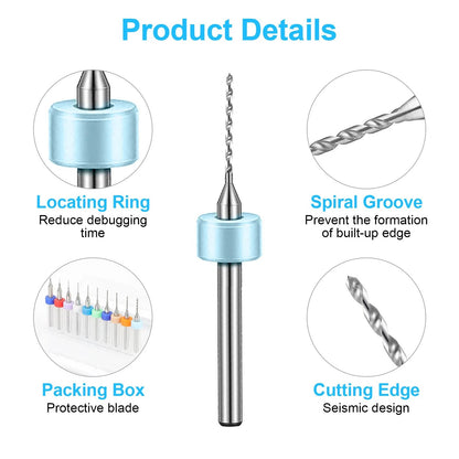 50PCS Carbide Micro Drill Bits Set 0.1-1.0mm PCB Driiling Bit for CNC Engraving