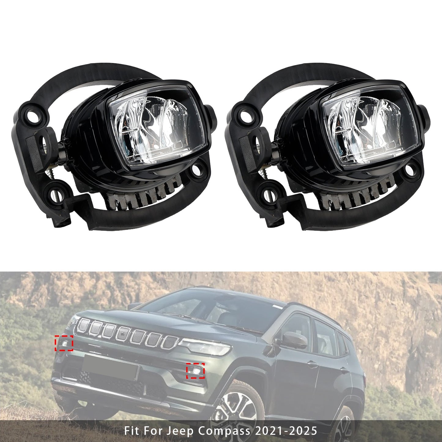 Pair LED Front Driving Fog Light For Jeep Compass 2021-2025 68470159AA