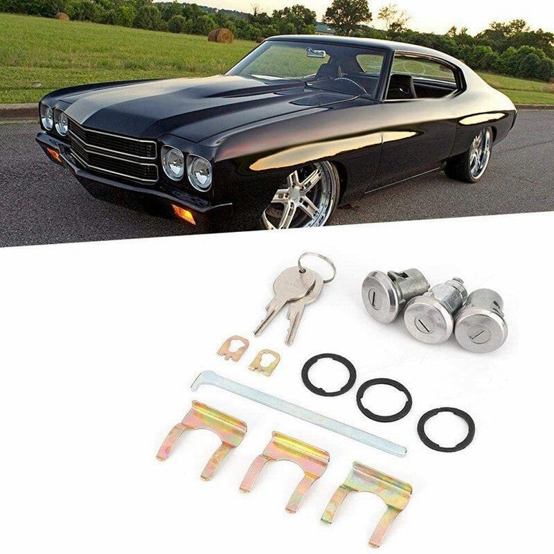 Camaro Chevelle Nova GTO Cutlass Lock Set Door Trunk Key Kit Oval H Groove
