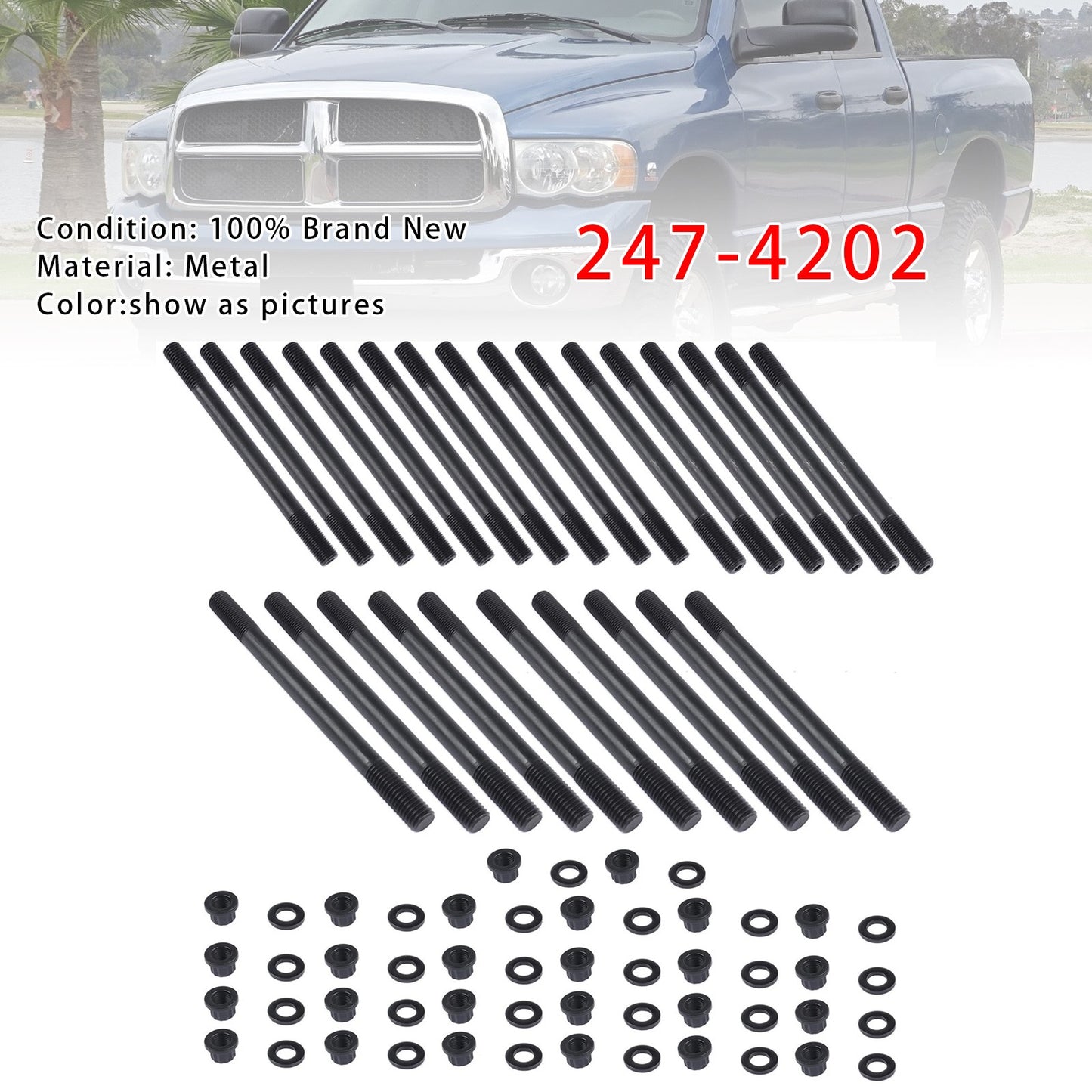 Cylinder Head Stud Kit 247-4202 For Dodge Cummins 24v Diesel 5.9L 6.7L 1998-2018