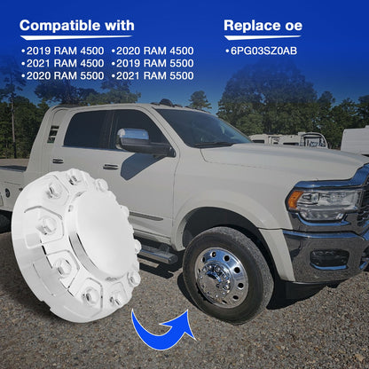2X Chrome Front Wheel Center Hub Cap Cover For 2019-21 Ram 4500 5500 6PG03SZ0AB
