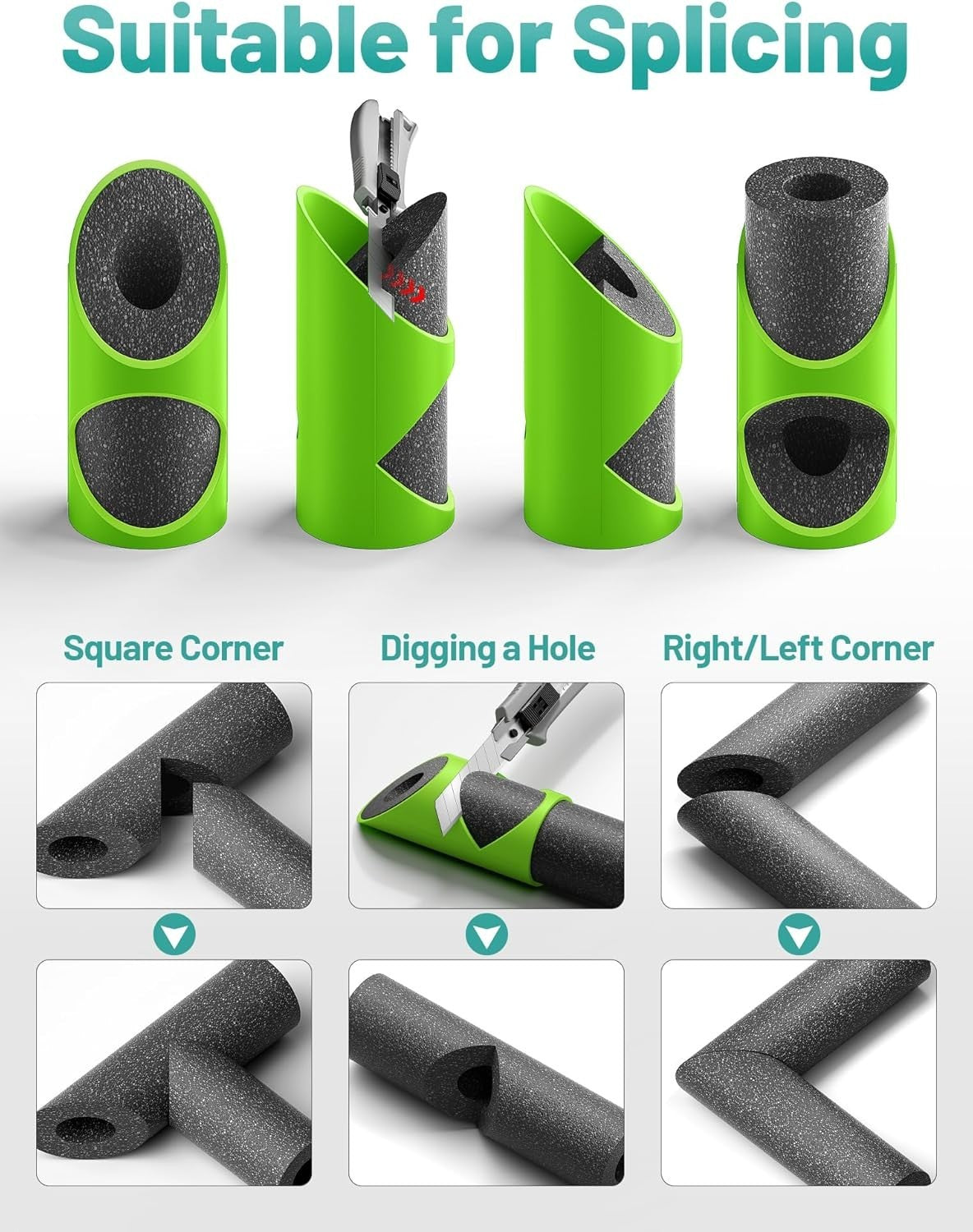 6PCS Pipe Insulation Cutting Guide Tool 15-53mm Molded Foam Rubber Pipe Cutter