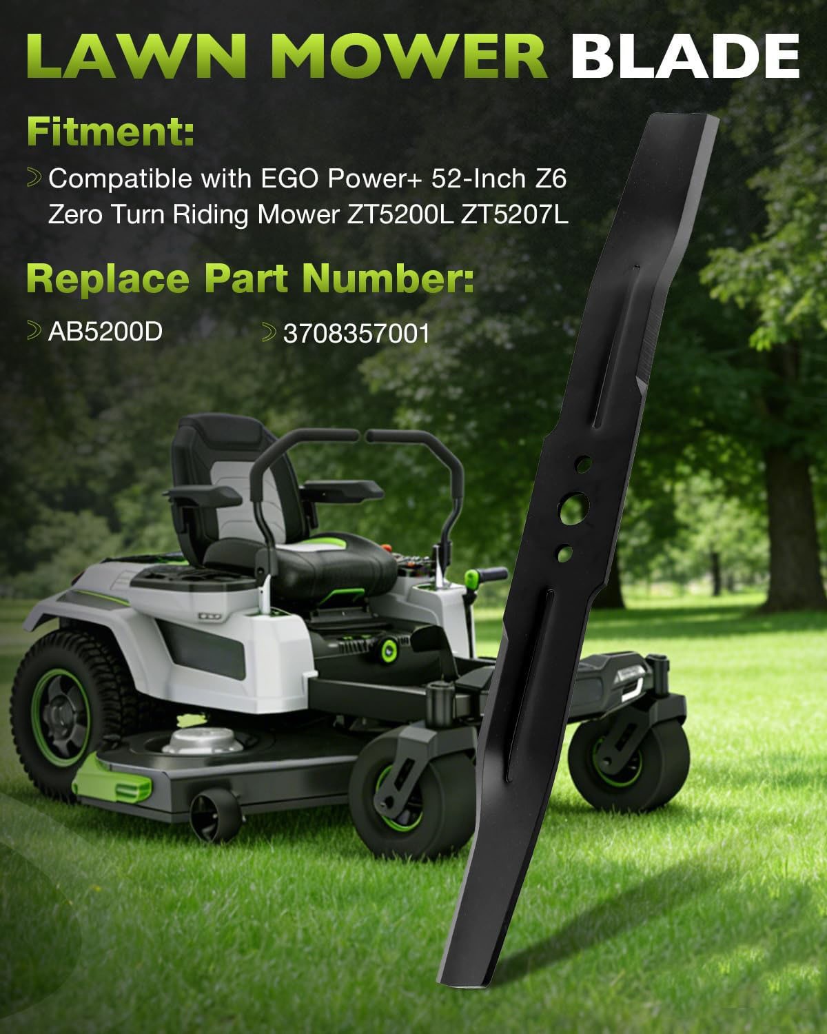 3X AB5200D Blades For EGO Power+ 52" Z6 Zero Turn Riding Mower ZT5200L ZT5207L