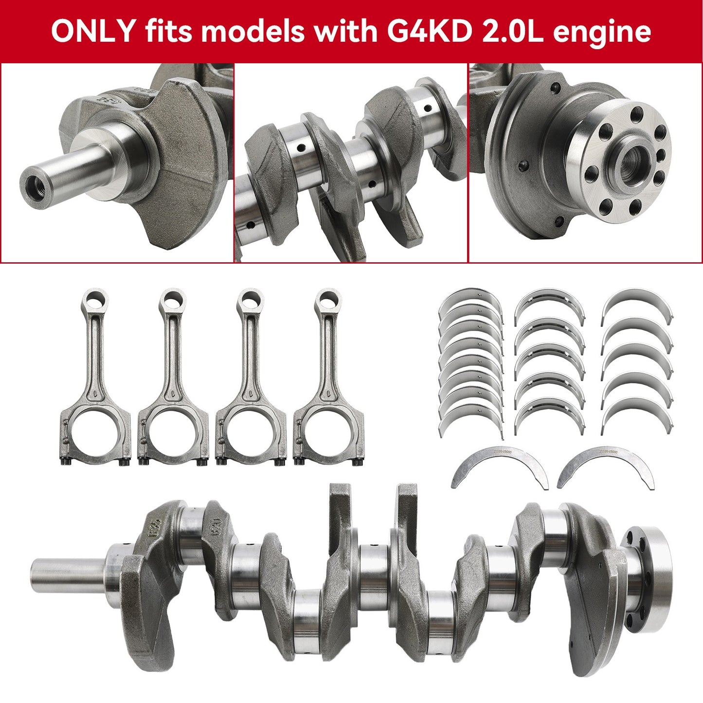G4KD 2.0L Engine Rebuild Kit-Crankshaft Con Rod Bearing Kit for Hyundai Kia