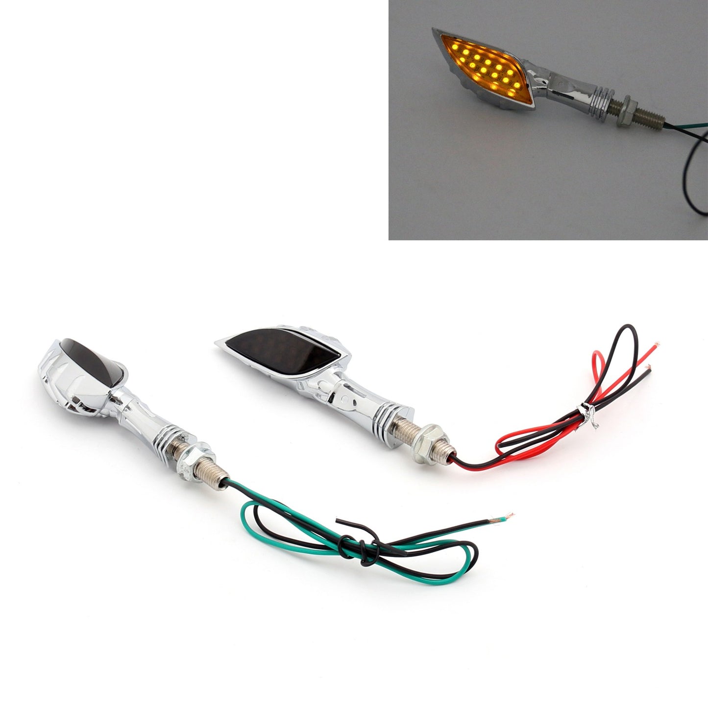 ??Motorcycle Chrome Skeleton Hand LED Turn Signals Blinker Indicator Smoke