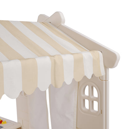 Kid Plastic Outdoor Playhouse With Light Strip And Building Blocks Toddler Toy