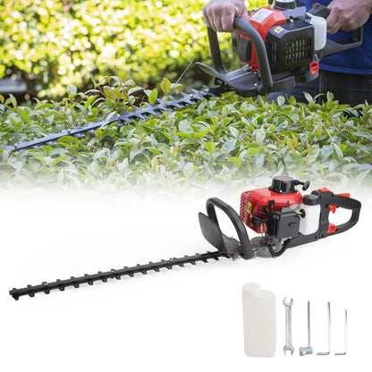 24" Double Sided Blade 26cc Gas Hedge Trimmer Recoil Gasoline Trim *