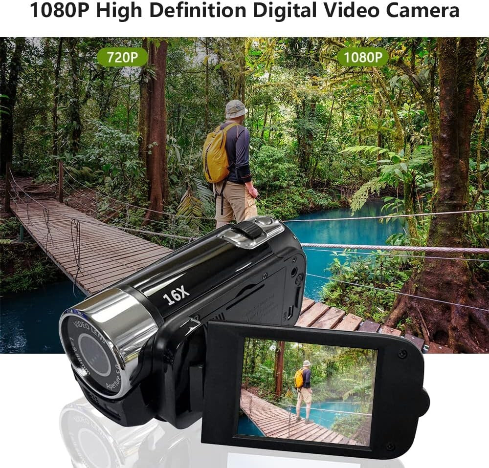 1080P HD Camcorder Digital Video Camera TFT LCD 24MP 16X Zoom DV AV