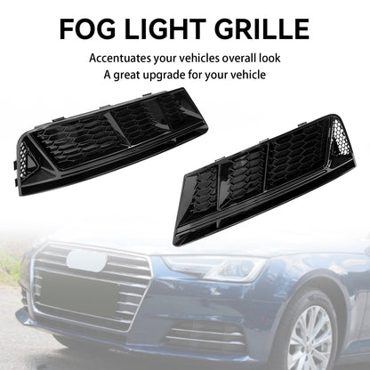 Front Fog Light Grill Lower Bumper Grille Chrome Fits For AUDI A4 B9 2016-2018