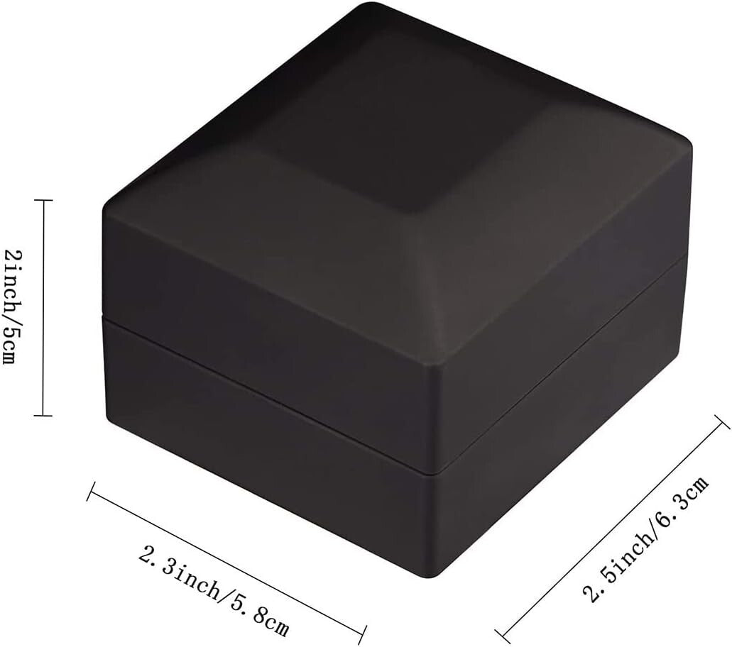 2Pcs Diamond Ring Box Jewelry Case LED Lighted Wedding Proposal Engagement Gift