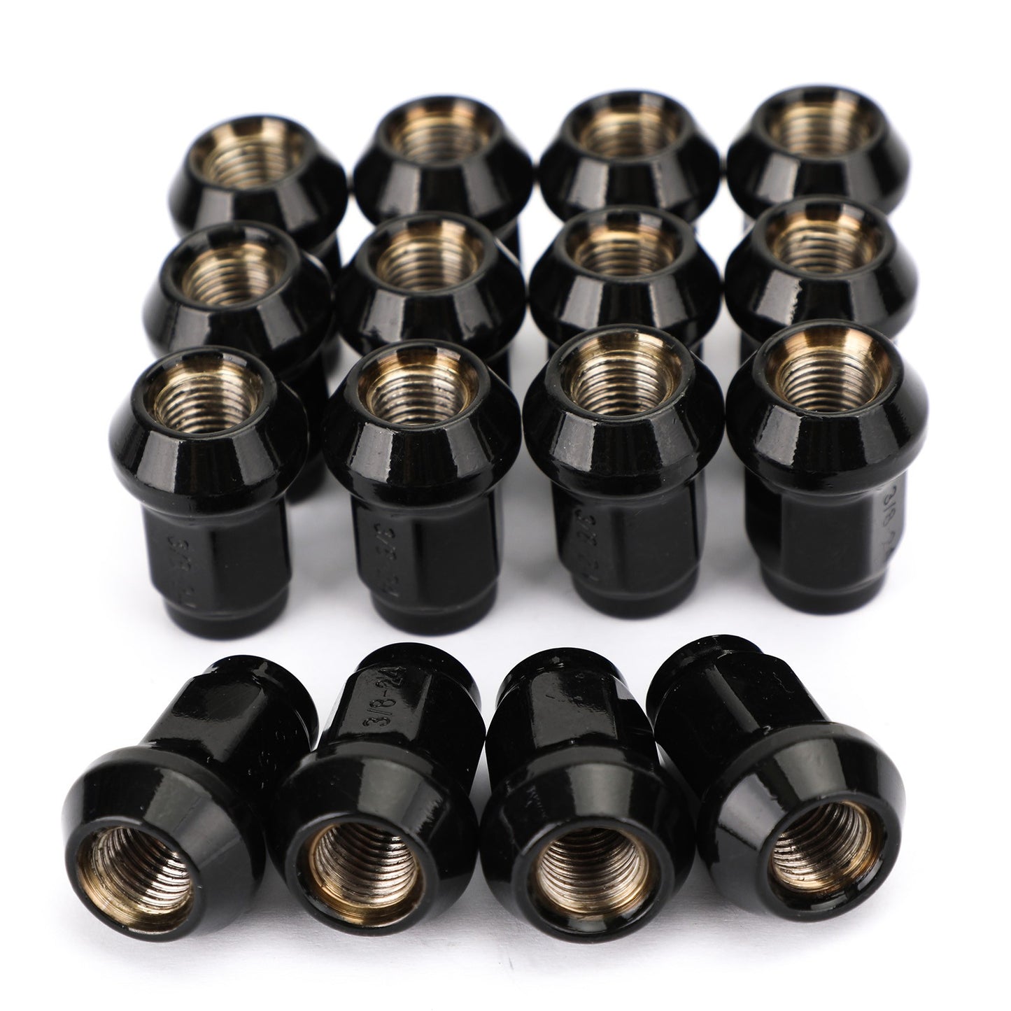 16 Pack 3/8"-24 Tapered Lug Nuts Black For Polaris Ranger 700 Rzr 900xp 800 570
