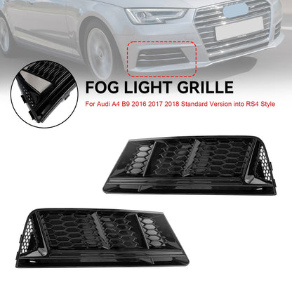Front Fog Light Grill Lower Bumper Grille Chrome Fits For AUDI A4 B9 2016-2018