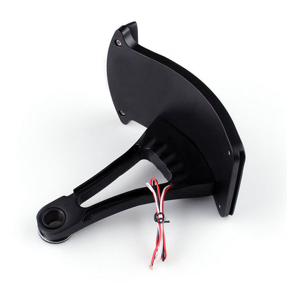 Side Axle Mount Black Billet License Plate Bracket Taillight Led Fit Harley BLK